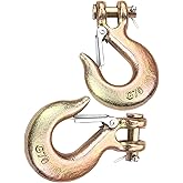 3/8 Inch Clevis Slip Hook, 2Pcs Trailer Safety Chain Hooks, Heavy Duty Forged G70 Hook with Safety Latch, Clevis Rigging Tow Winch Trailer for Transport, Lift and Pull, Capacity18000 lbs