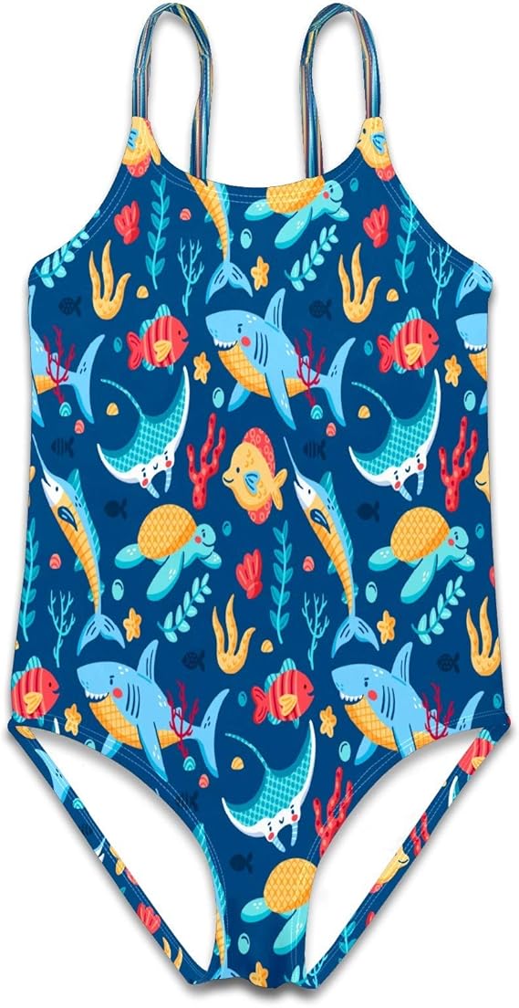 N\O Traje de baño de una pieza para niñas de secado rápido, traje de
