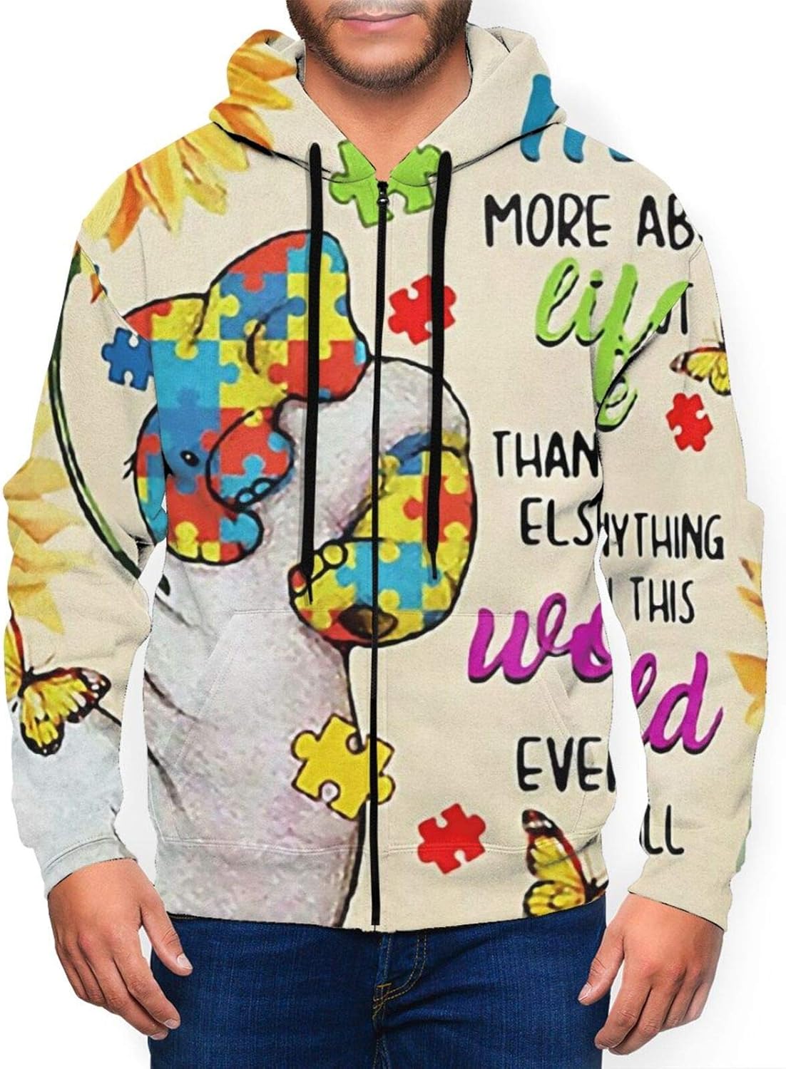 There is A Kid with Autism Hooded Zip Up Sweatshirt for Men Pullover