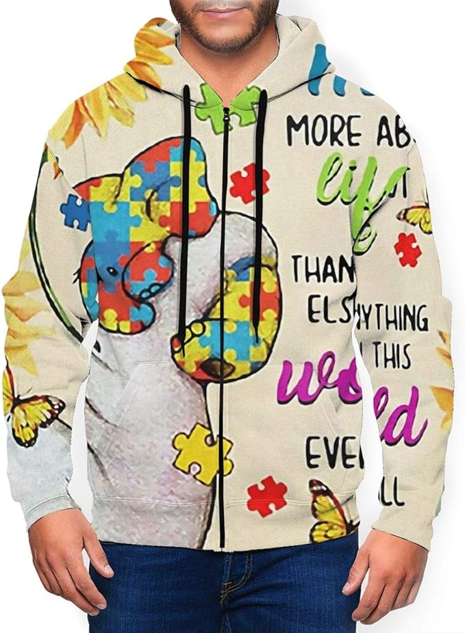There is A Kid with Autism Hooded Zip Up Sweatshirt for Men Pullover