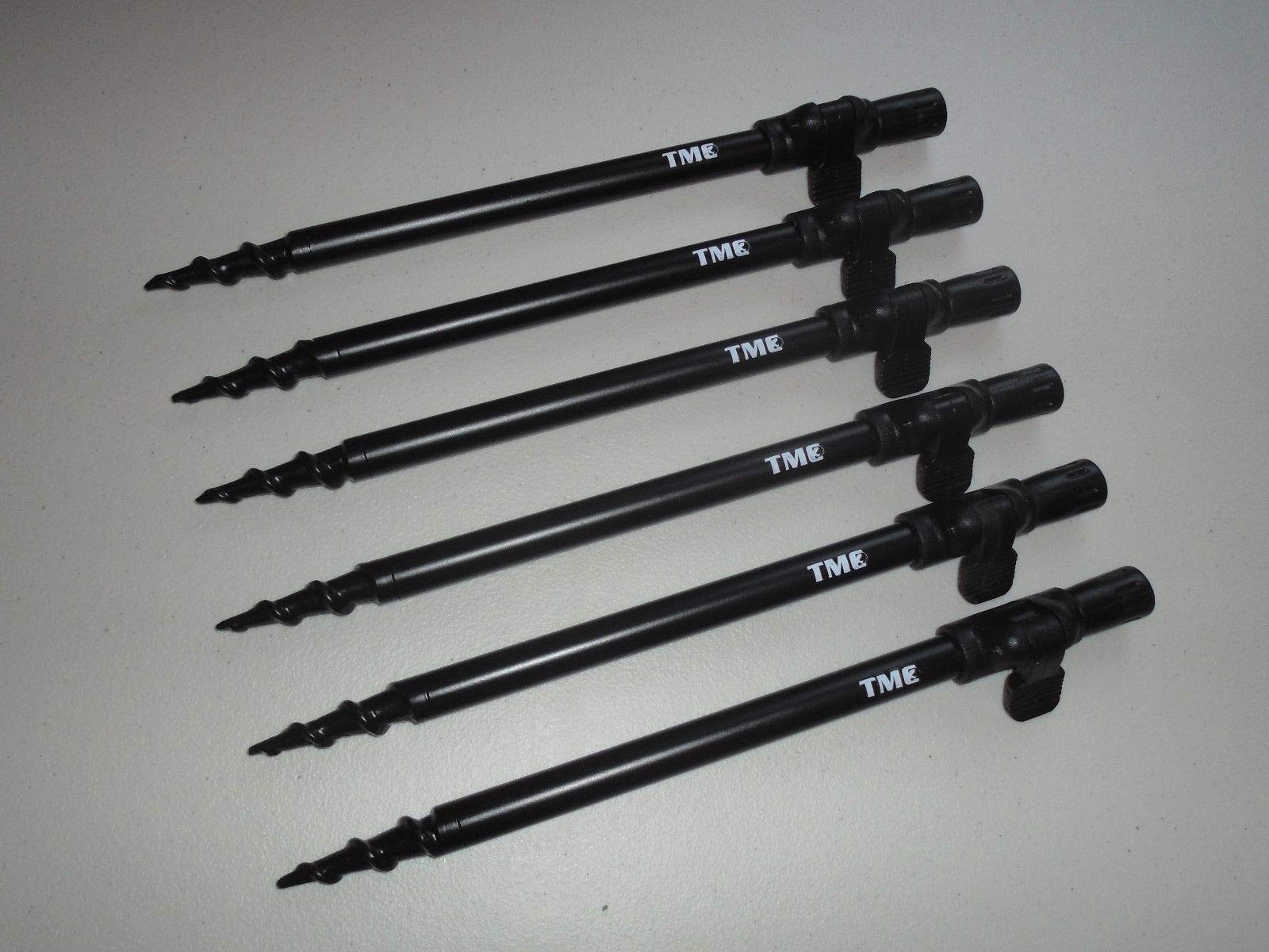 TMC 6 x Fishing Spiral Point Easy Screw Banksticks 30cm-50cm. 16mm diameter, clamp