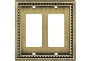 Henne Bery Sunken Pearls Heavy Duty Decorative Wall Plate Switch Plate Outlet Cover (Double Decorator, Antique Brass)