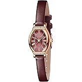 CakCity Women's Dainty Small Oval Leather Strap Watch Ladies Wrist Watch,Black/Rose Gold,CK013,20x27mm