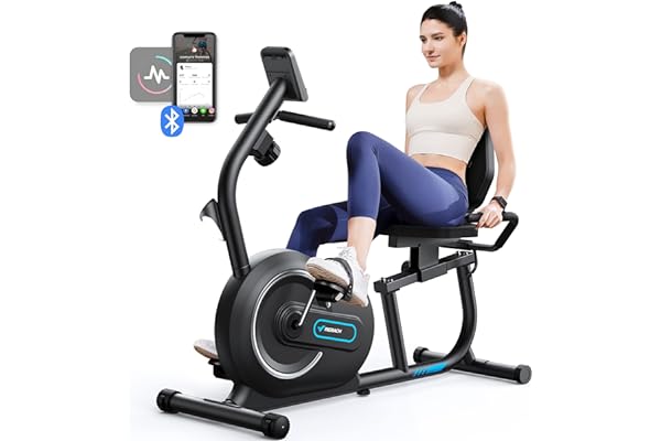 MERACH Recumbent Exercise Bike for Home with Smart Bluetooth and Exclusive App Connectivity, LCD, Heart Rate Handle, Magnetic