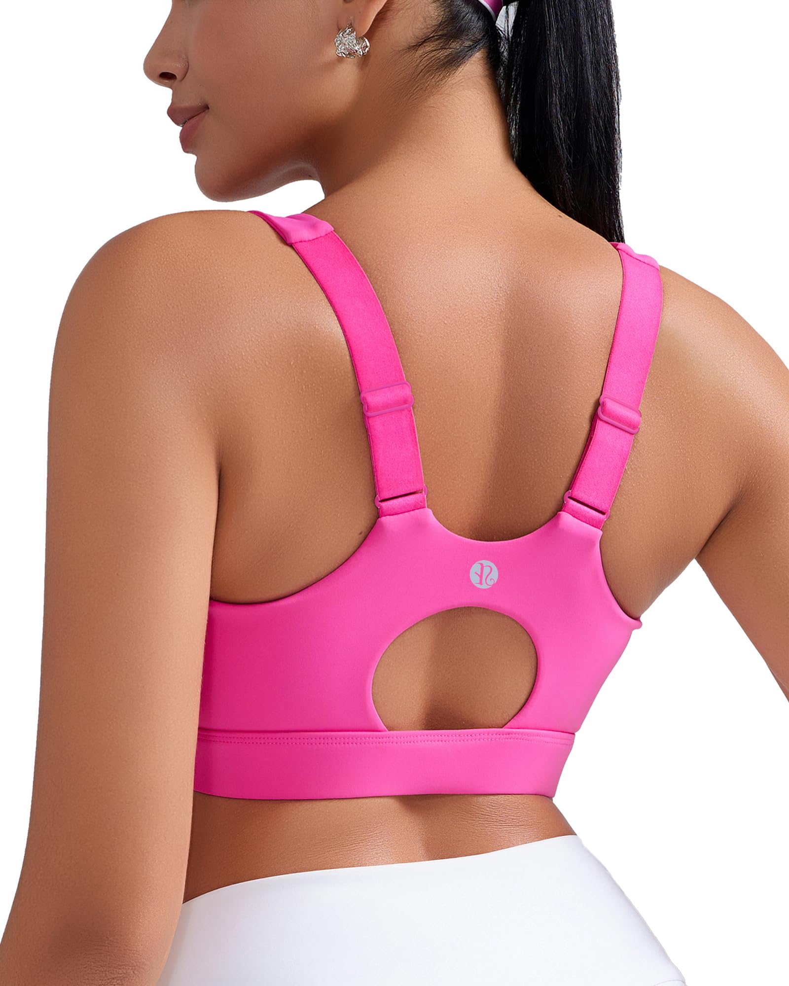 Photo 1 of RUNNING GIRL Sports Bras for Women High Support, Adjustable Straps Molded Cup High Imapct Sports Bra Workout Yoga Bra(WX3115Hot Pink,S)