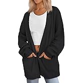LILLUSORY Womens Oversized Cardigans Soft Knit Cardigan Sweater with Pockets