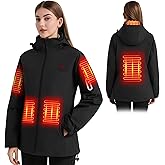 TZOSDOBO Heated Jackets for women with Battery, Winter Elertic Heating Coat,Slim Fit 6-Zone heated Clothing & Detachable Hood