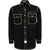 BOCOMAL FR Shirts for Men Snaps Down 7.5oz Water Repellent Fire Resistant Welding Jackets-NFPA2112 CAT2