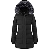 Wantdo Women's Long Quilted Winter Coat Thicken Puffer Jacket with Faux Fur Hood