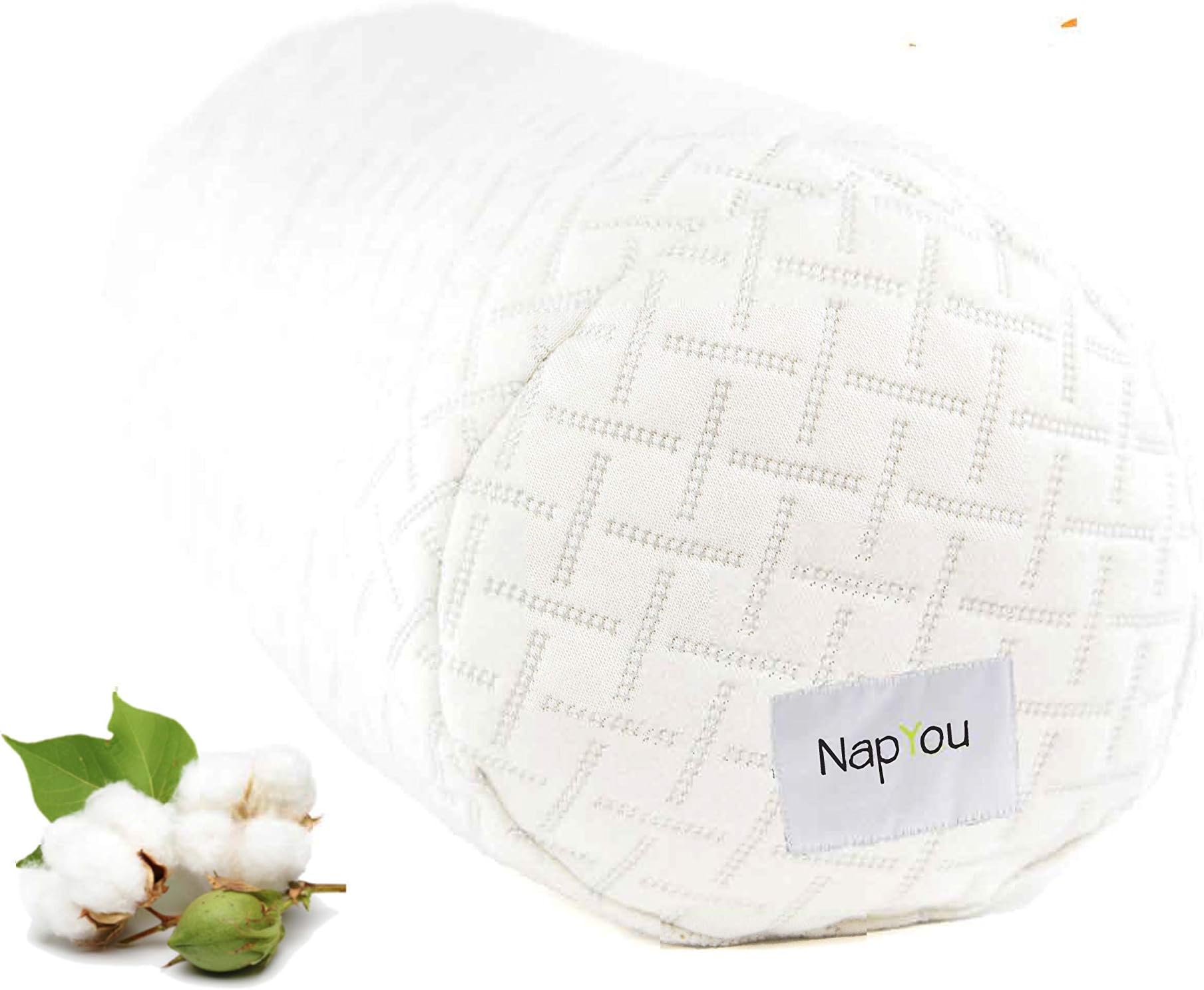 NapYou Official Amazon Exclusive Shredded Certipur Memory Foam Neck & Cervical Bolster Pillow with Unique and Luxury Pillow Design for Ultimate Breathability and Density Made with Organic Cotton