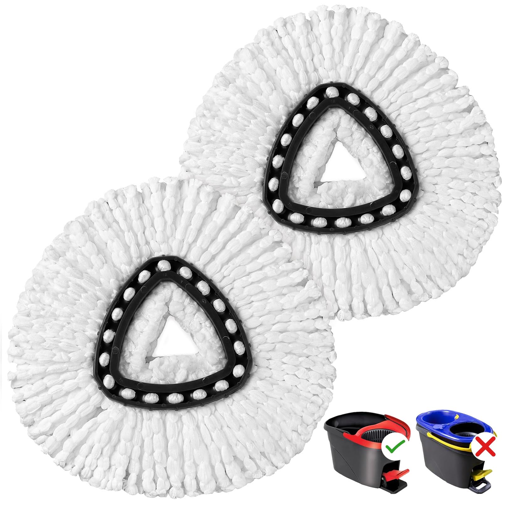 Photo 1 of HOMEXCEL Mop Replacement Heads Compatible with O-Cedar EasyWring Spin Mops 2 Pack-Washable Microfiber Spin Head Refills-Easy Cleaning Mop Head Replacement