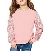 Haloumoning Girls Sequin Sweatshirt Kids Sparkle Long Sleeve Pullover Tops Fall Fashion Clothes 5-14 Years