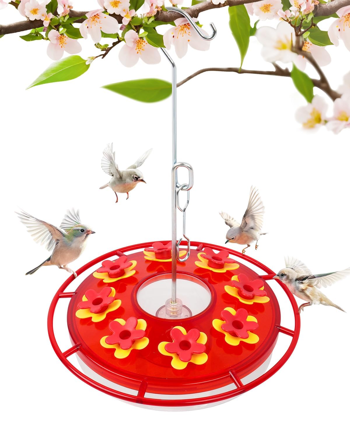 Photo 1 of 16 OZ Hummingbird Feeders for Outdoor, 8 Feeding Ports with Drop Lock, Ant Proof and Leak Proof Design, Easy to Clean & Filling Bird Feeders for Garden(Red)