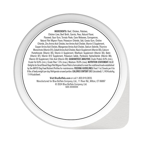 BLUE BUFFALO DELIGHTS NATURAL ADULT SMALL BREED WET DOG FOOD CUPS, PATE STYLE, FILET MIGNON FLAVOR IN SAVORY JUICE 3.5-OZ (PACK OF 12)
