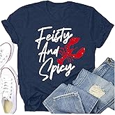 Potia Crawfish Shirt for Women Feisty and Spicy T-Shirt Louisiana Boil Festival Crawfish Season Tee Tops