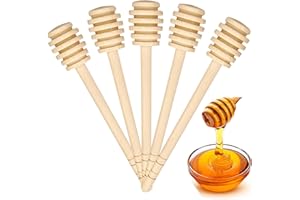 Wooden Honey Dipper for Jar Server Dispense Drizzle Jam Honey Spoon Sticks Wedding Party Favor (15 CM-5 Pcs)