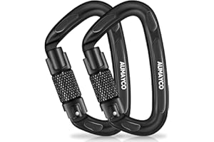 AUMAYCO Black Locking Carabiner Clips, Twist Locking Lightweight and Heavy Duty Carabiners for Outdoor, Hiking, Hammock, Swing, Gym, Keychains, Dog Leash