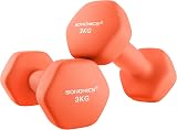 SONGMICS Dumbbells Set 2 x 3 kg Hex Neoprene Coated Papaya Orange SYL906O01