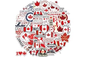 Canada Stickers Pack, 50‑Pack Waterproof Vinyl Decals – Maple Leaf & Flag, Canada Day, Hockey, Toronto/Winnipeg, Glossy, 6 cm