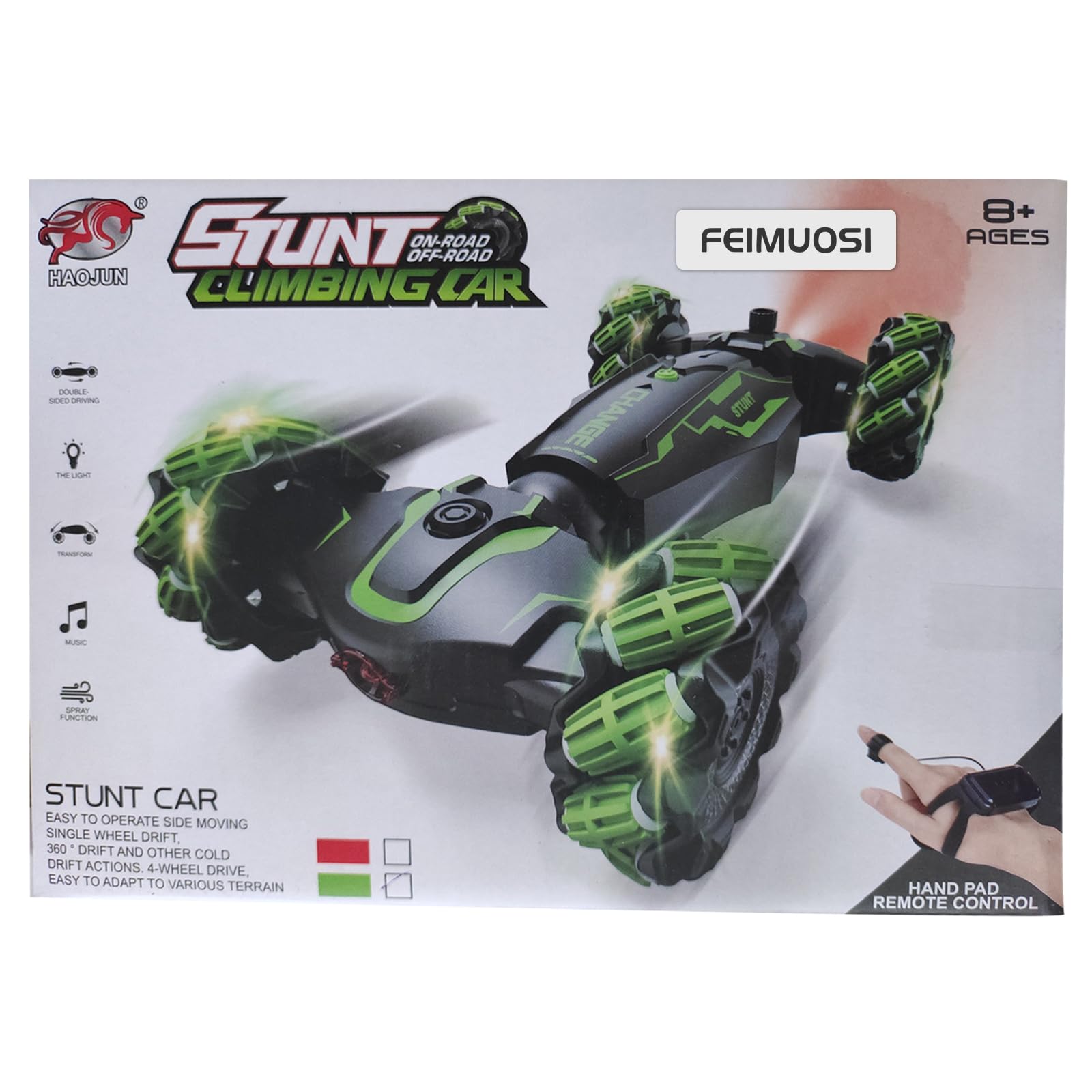 FEIMUOSI Remote Control Car RC Toys: - Drift Rc Car Rechargeable Toy Cars with Light Music Gesture Sensing Stunt Transformer 360° Rotating Hand Controlled Christmas Birthday Gift for Boys 4-7