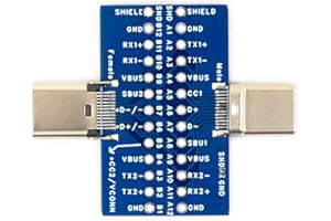 naughtystarts USB Type C Breakout Board Male to Female Test Board 0.1" Pitch 24Pin Full Pin Output for Data Transfer Cable Extension PCB Learning Refitting