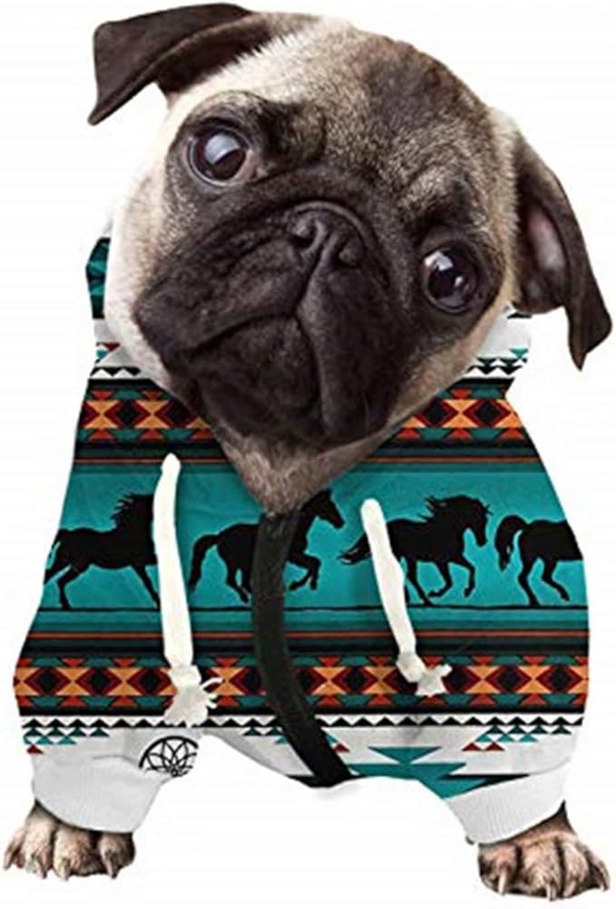 Snilety American Native Style Printed Dog Hoodies for Small Dog