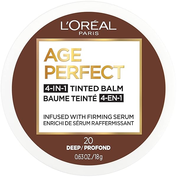 L’OREAL PARIS AGE PERFECT 4-IN-1 TINTED FACE BALM FOUNDATION WITH FIRMING SERUM, DEEP 20, 0.61 OUNCE