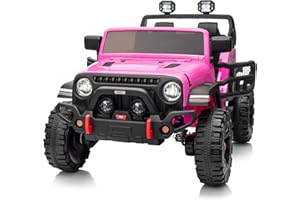 Hikiddo 2 Seater Ride on Toy Car for Kids, 24V 4x4 Ride-on Truck Kids Electric Car w/Remote Control, 4x200W Motors - Hot Pink