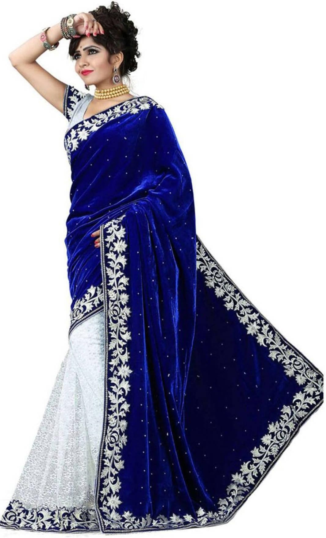 Royal Ethnic Designer Women's Dress Free Size Blue