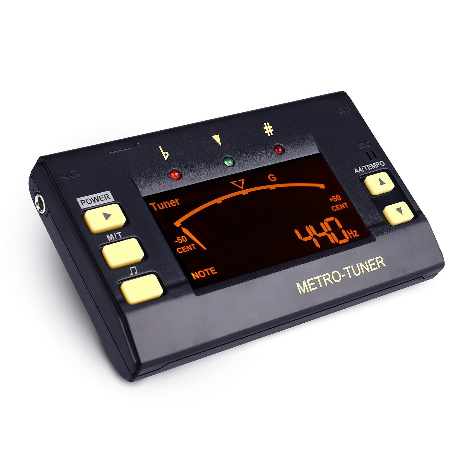 Mugig Metronome, Digital Tuner, Tone Generator 3 in 1 Multi-Instrument Device for Guitar, Bass, Violin, Ukulele, Chromatic Tuning, Large LCD Display, 8 Rhythms 30-250 BPM, Pickup & Battery Included