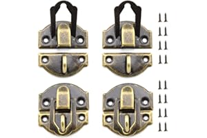 SDTC Tech 4-Pack Antique Bronze Decorative Hasp Retro Jewelry Box Latch with Matching Screws for Cabinet Drawer Wooden Crafts