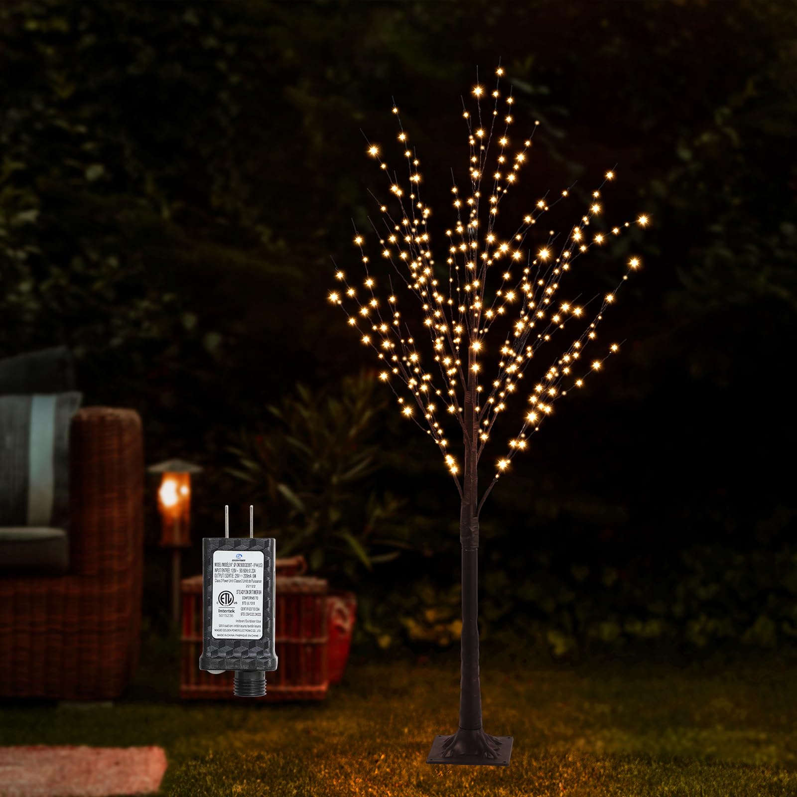 Photo 1 of IJG 5FT 400 LED Lighted Tree Including Twinkle Lights, LED Birch Tree with Timer for Outdoor Indoor Easter Christmas Halloween Home Party Yard Decoration (Warm White Light)