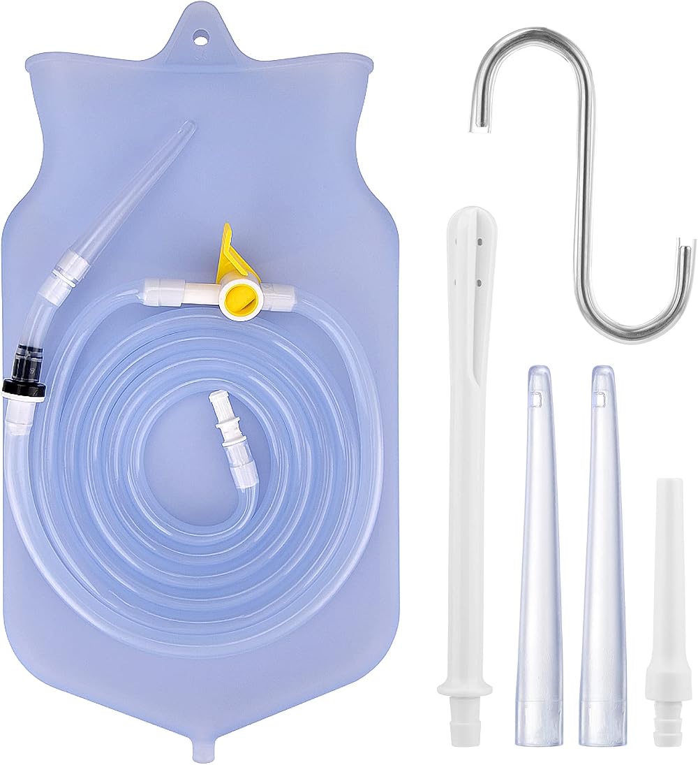 MOFAJANG Enema Bag Kit 2L with 150cm Hose & 4 Nozzle Tips