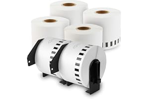 ENKO PRODUCTS enKo - Compatible DK-2223 Continuous Paper Labels (2 Inch x 100 Feet) Compatible for Brother QL Label Printers - 6 Rolls + 2 Refillable Cartridges