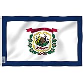 Anley Fly Breeze 3x5 Foot West Virginia State Flag - Vivid Color Fade proof - Canvas Header Double Stitched - West Virginia WV Flags Polyester Brass Grommets 3 X 5 Ft