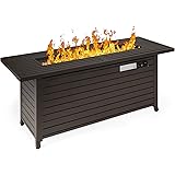Best Choice Products 57in 50,000 BTU Rectangular Extruded Aluminum Gas Fire Pit Table w/Burner Lid, Storage, Cover, Glass Bea