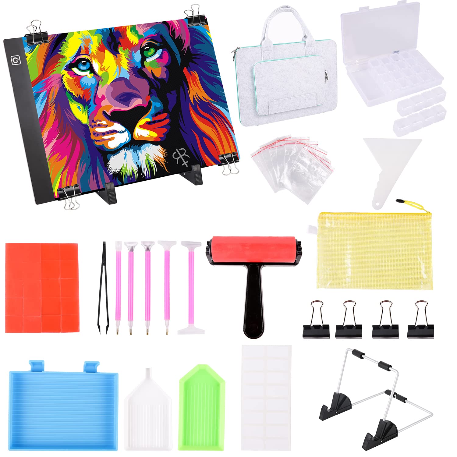 multinova 160PCS Adjustable Brightness A4 Light Pad for Diamond Painting Kits - Led Light Box Drawing Light Board, Diamond Art Light Board Accessories