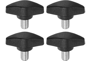 HARFINGTON 4pcs Tee Wing Knobs Thumb Screws M8 x 12mm Standard Male Thread Plastic T Knobs Handles Hand Clamping Knobs Grip Thumbscrew, Black
