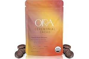 ORA PURE CEREMONIAL CACAO ORA Ceremonial Cacao - Tantric Rose Blossom - Organic 100% Cacao with Rose Petals & Damiana - Ethical - High Flavanol - Unsweetened - Heavy Metals Tested - 8oz