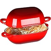 LIFERUN 2.5qt Enameled Cast Iron Dutch Oven for Sourdough Bread Baking, Oven Safe Dutch Oven Pot with Lid, Non-Stick Bread Oven Pot, Red