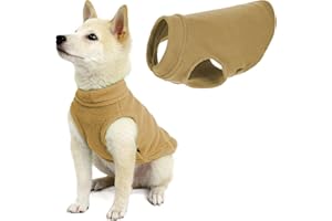 Gooby Stretch Fleece Vest Dog Sweater - Sand, Medium - Warm Pullover Fleece Dog Jacket - Winter Dog Clothes for Small Dogs Boy or Girl - Dog Sweaters for Small Dogs to Dog Sweaters for Large Dogs