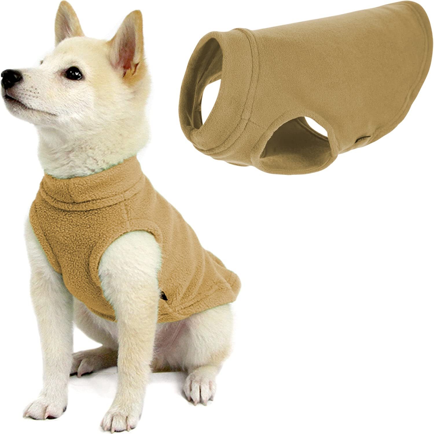 Gooby Stretch Fleece Pull Over Cold Weather Dog Vest, Medium, Sand โ image 1