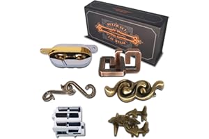 NORDISTRICT 6 Pcs Metal Puzzles 3D Brain Teaser Puzzles for Adults Teens, Highly Difficult Metal Brain Puzzles, IQ Logic Test Disentanglement Game for Classroom Party Mind Challenge School Supplies (Metal Puzzle)