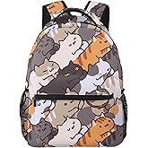 HKHEHOP Cat Cartoon Animal Face Cute Backpack For School Laptop Bags Bookbag Big Casual Daypack For Student Girls Boys Kids Teens Travel Sports Work