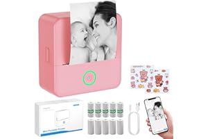 eSynic Rechargeable Mini Sticker Printer Machine-Portable Bluetooth mini impresora portátil with Inkless Printing for Study N