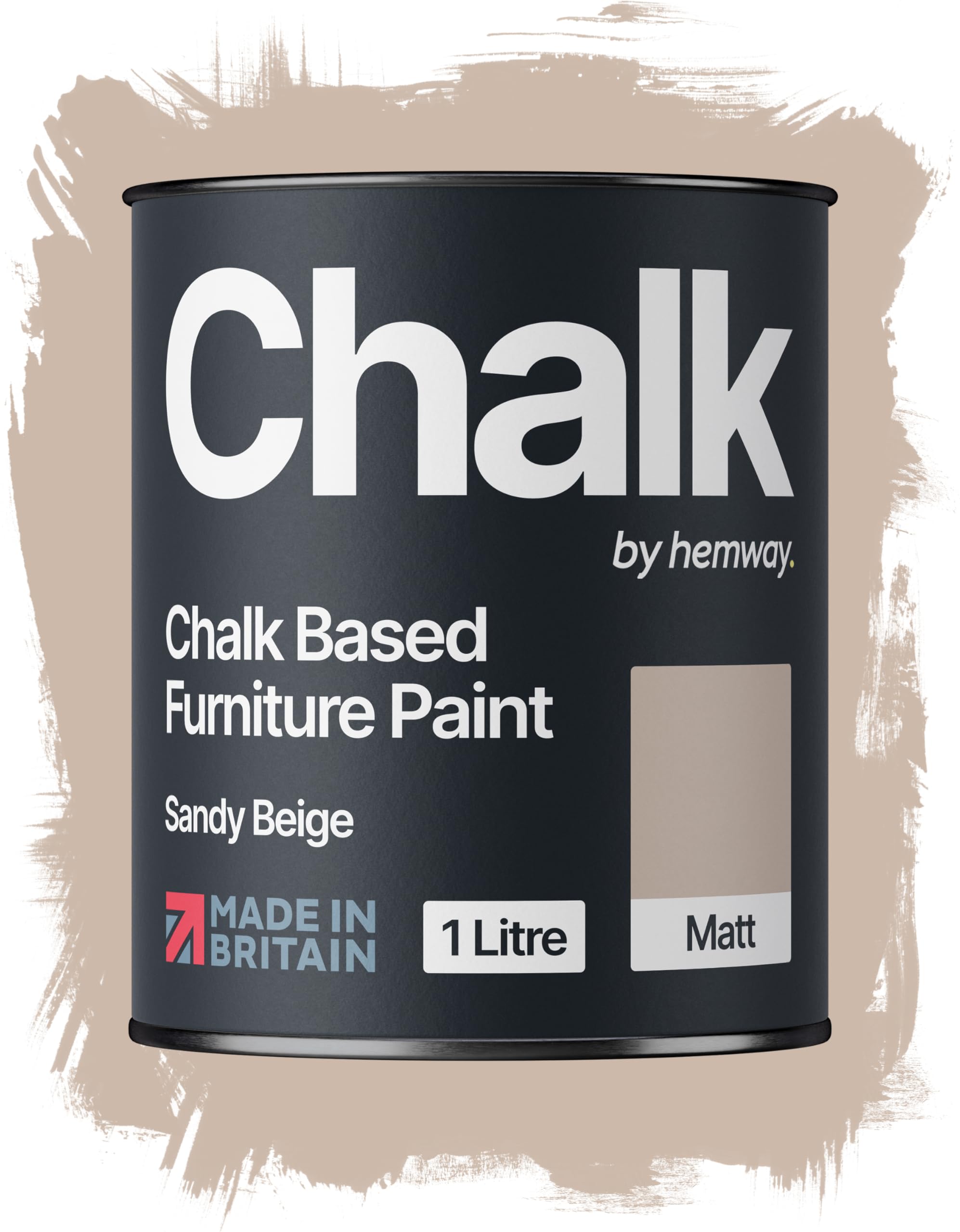 Hemway Chalk Based Furniture Paint, Sandy Beige 1L, Matt Finish Shabby Chic, Chalk Paint Furniture & Walls, Quick Dry & 1 Coat