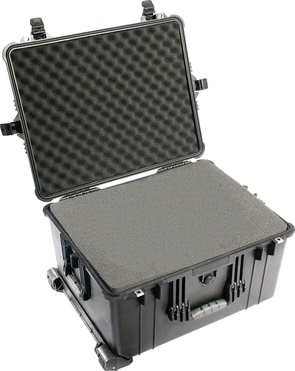 PELI 1620 Professional Camera Case, IP67 Watertight and Dustproof, 115L Capacity, Made in Germany, With Customisable Foam Inlay, Black