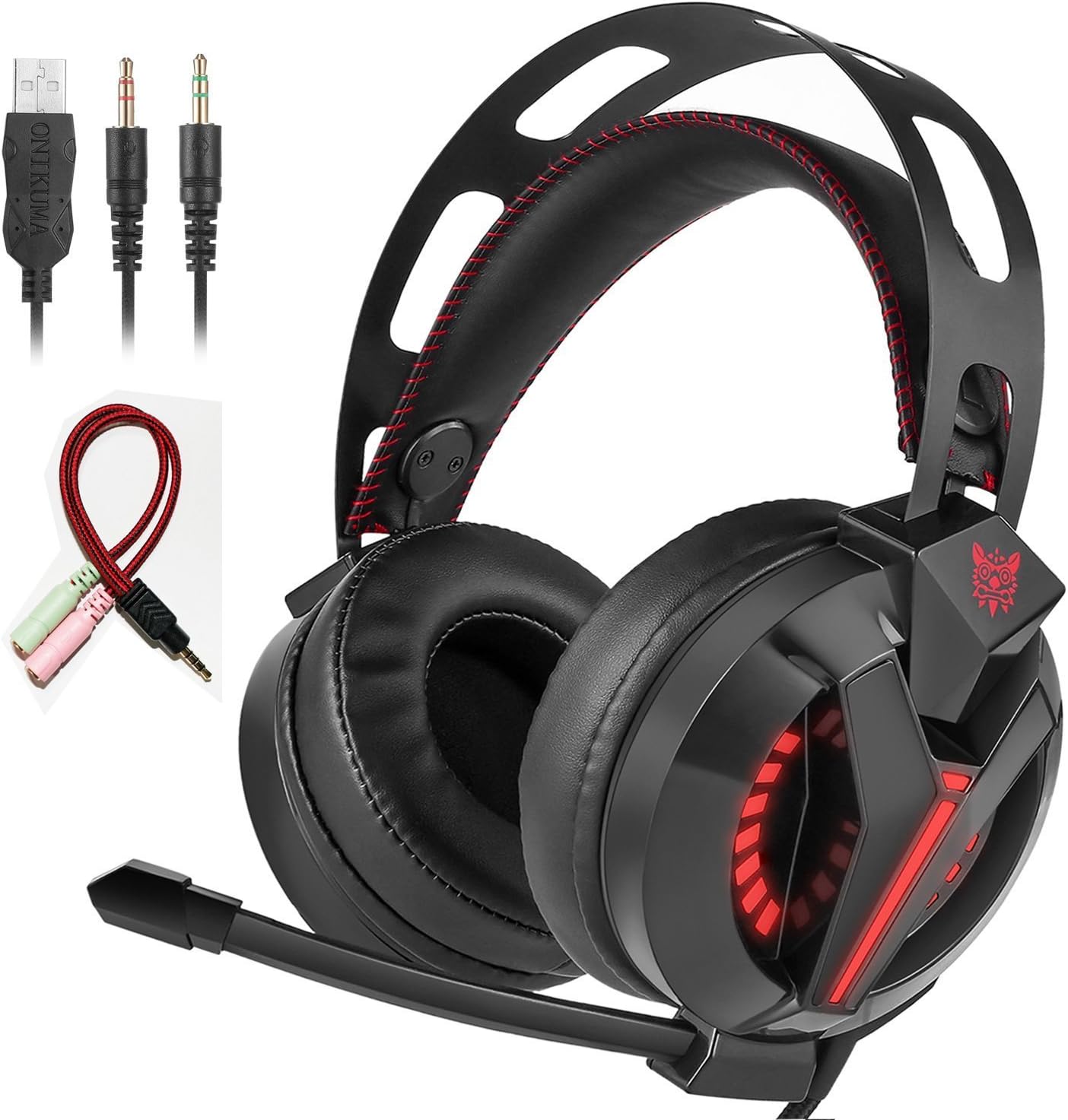 VIKMOSH Gaming Headset for Xbox One,PS4, Noise Cancellation Surround Sound Over Ear Headphones with Mic Mute and Led Light,Wired 3.5MM Jack Gaming Headphones for PC,Laptops,Mac,Ipad,iPhone 5,6 (Black)