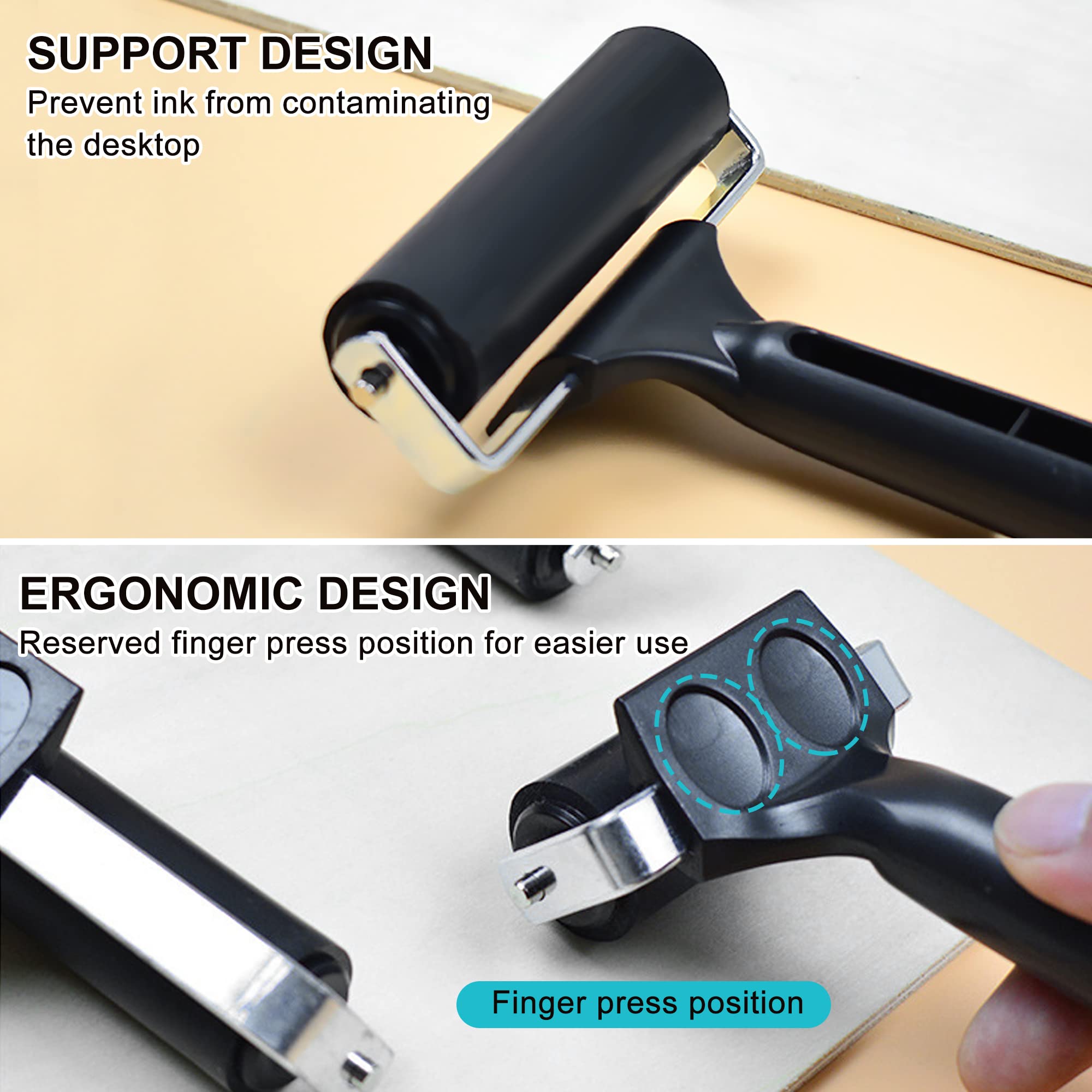 4-Inch Rubber Brayer Roller for Printmaking, Manual Roller Tool for Printmaking/Wallpaper/Gluing Application/Painting/Craft