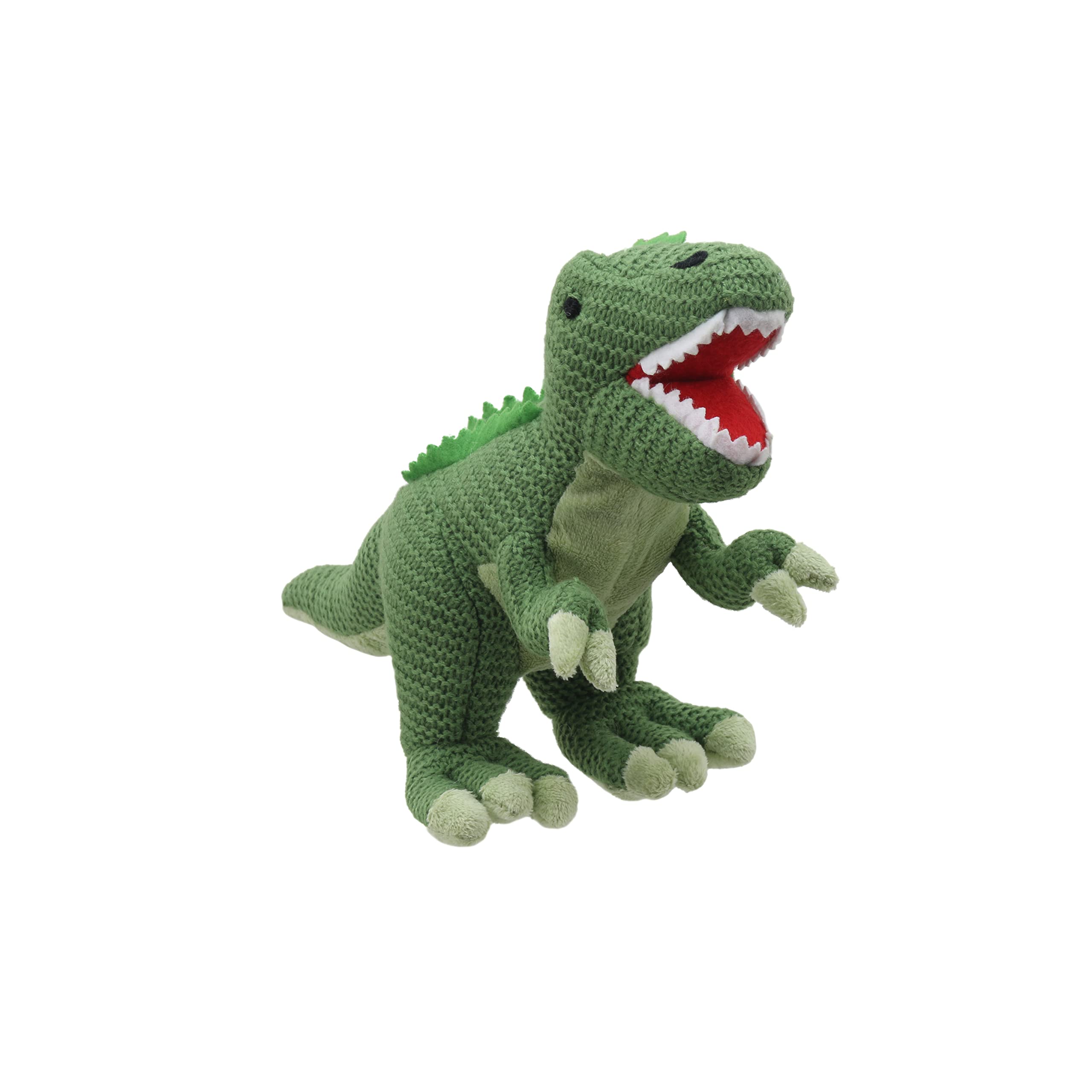 Wilberry - Knitted Green T-Rex (Small) Soft Toy Dinosaur - WB004336